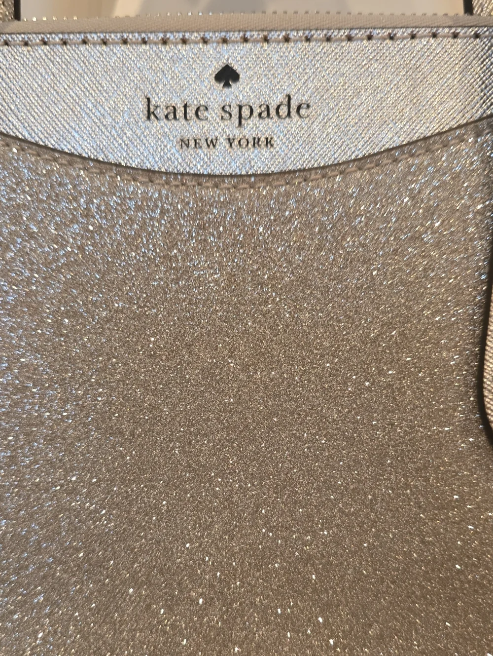 kate spade Silver Glitter Tote with Top Handles NWOT